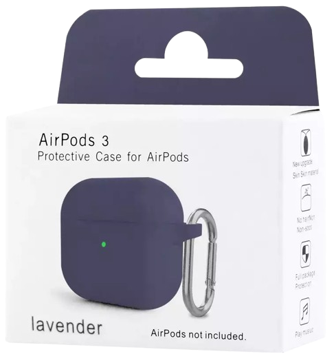 Чохол for AirPods 3 SILICONE CASE (з карабіном) Lavender Gray